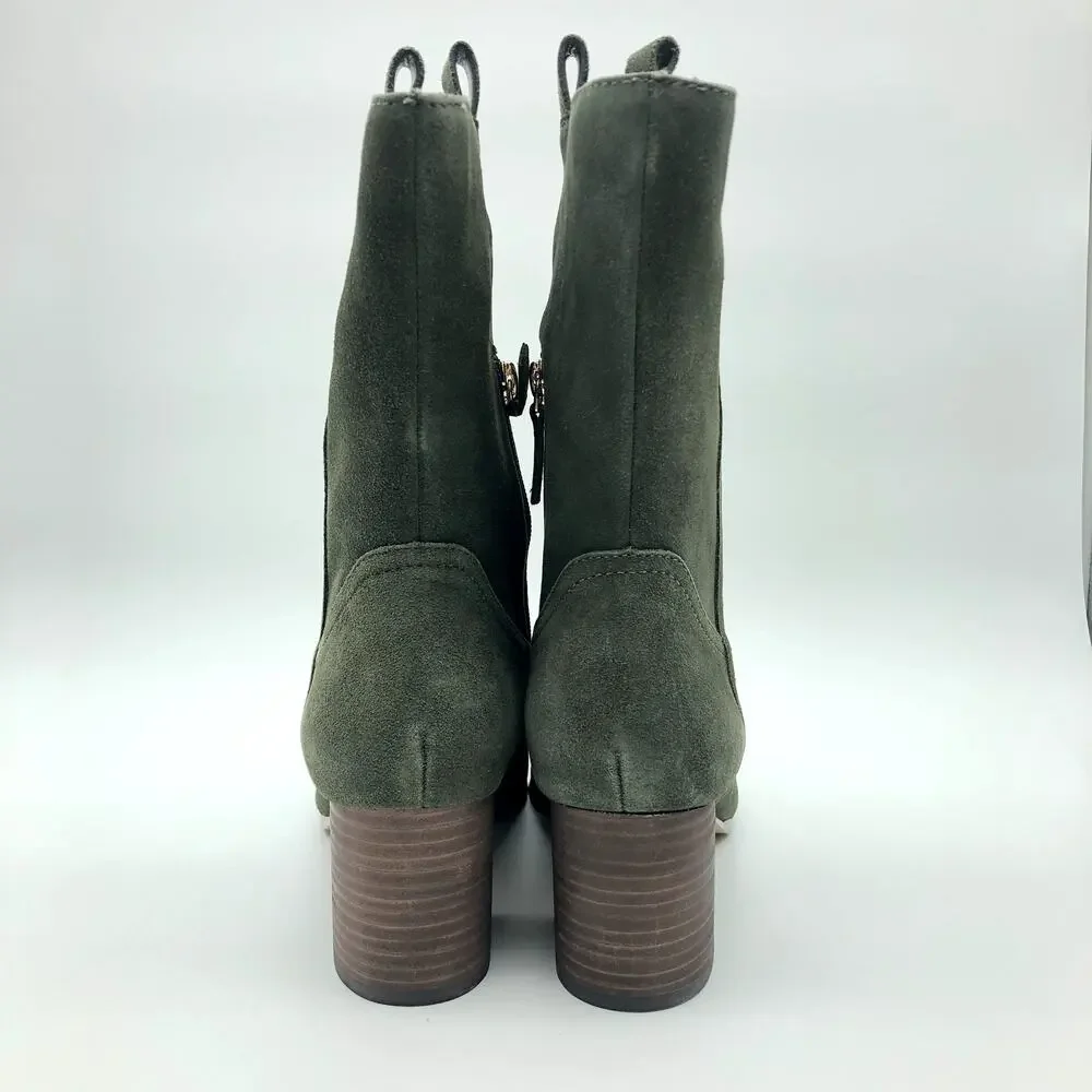 Violet & Red Womens Jarah Western Boots Size 7.5 Green Suede Mid Calf NWOB